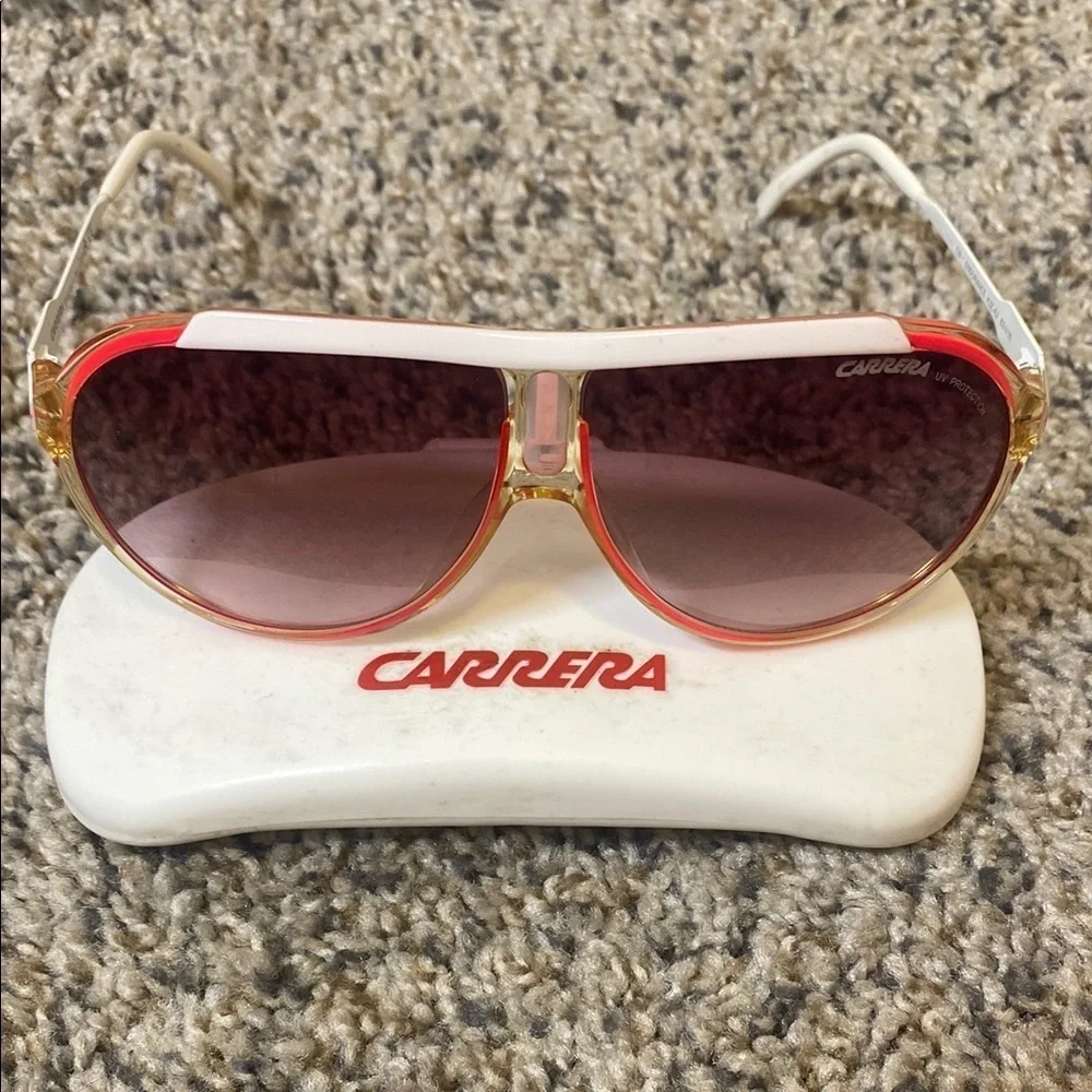 Vintage Carrera "Endurance" Sunglasses - Pink / Crystal / White - Made in Italy - Picture 2 of 10